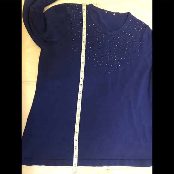 Comfy Blue Sweater w/Rhinestones & Blue Rivets - Picture 7 of 7